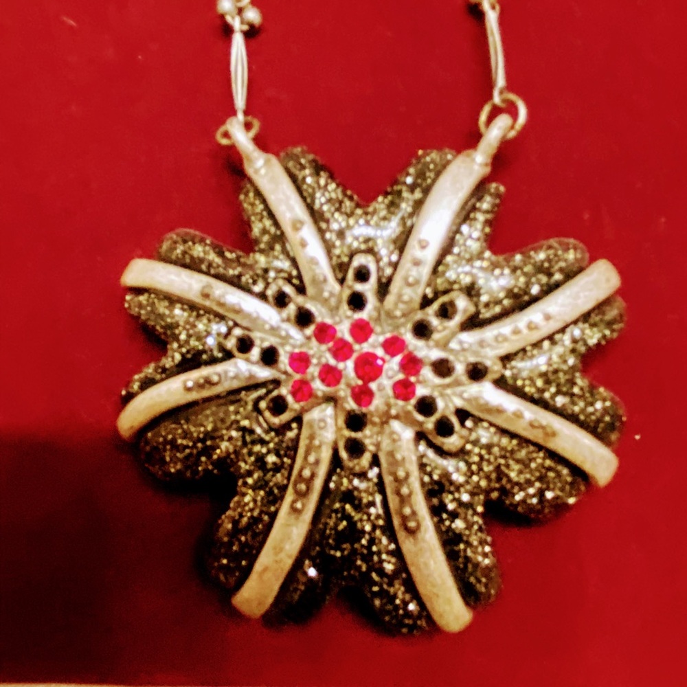 Chico’s stunning silver & red necklace